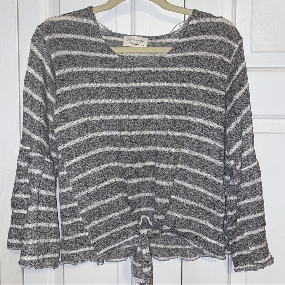 Lavender Field Bell Sleeve Striped Top